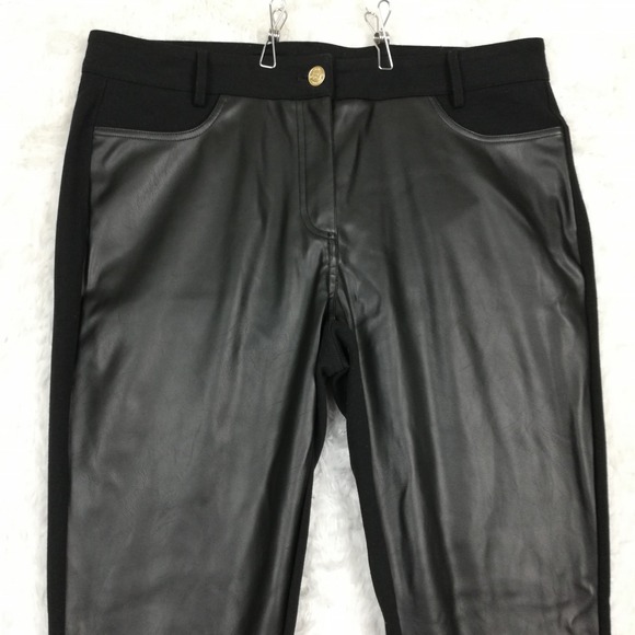 Michael‎ Kors Womens Pants Skinny Moto Black Faux Leather Mid Rise Stretch 8 - Picture 8 of 10